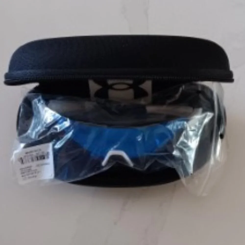 UNDER ARMOUR Sunglasses HALFTIME WWK White Frame Blue TUNED Lens with Case NEW